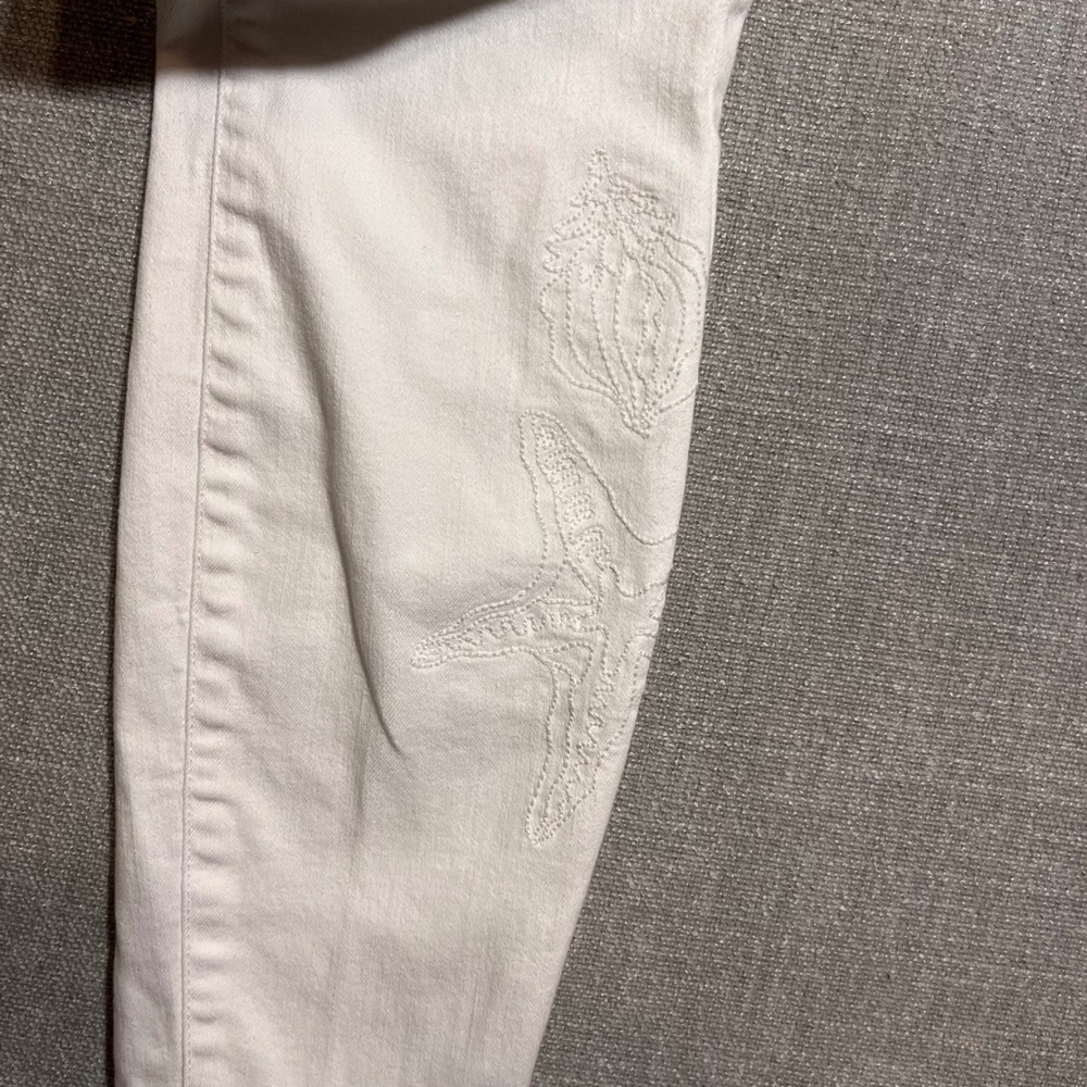 Lilly Pulitzer South Ocean Skinny Jeans White Jellyfish Embroidery Size 4 - Picture 4 of 9